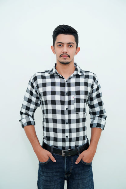 Check Shirt for Men (Black white)
