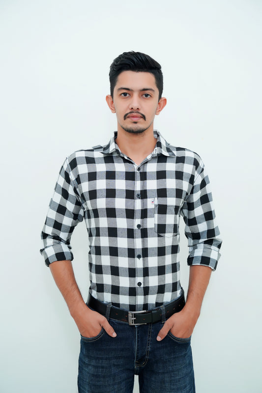 Check Shirt for Men (Black white)